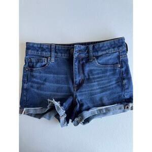 American Eagle Outfitters Super Strech Denim Shorts Hiigh Rise Shortie 4 EUC